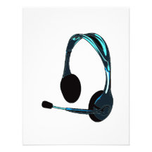 Chat Style Blue Black Headphones Graphic Invitation
