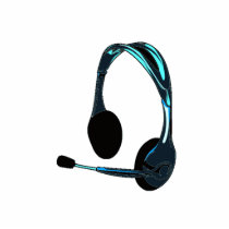 Chat Style Blue Black Headphones Graphic Acrylic Cut Out