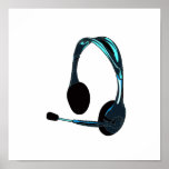 Chat Style Blue Black Headphones Graphic Print
