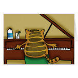 Chat sur le piano cartes de vœux