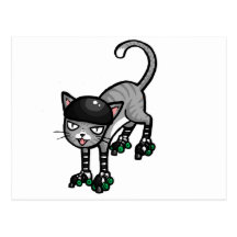 Chat tigré argenté sur RollerSkates Carte Postale