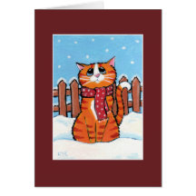 Chat tigré de gingembre dans la carte de Noël de n