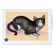Chat tigré gris carte de vœux