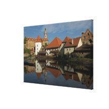 Chateau tower, Vltava River, Cesky Krumlov, Stretched Canvas Prints