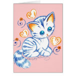 Chaton avec des coeurs et des remous carte de vœux