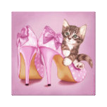 Chaton dans la chaussure pourpre toiles tendues sur châssis