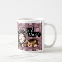 chaton pourpre de tartan tasse à café