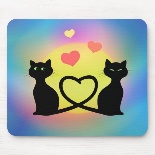 Chats dans l'amour tapis de souris