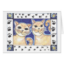 Chats heureux carte de vœux