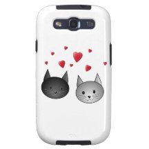 Chats noirs et gris mignons, avec des coeurs