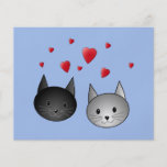 Chats noirs et gris mignons, avec des coeurs prospectus en couleur