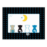 Chats regardant la lune - carte postale