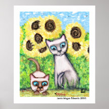 Chats siamois avec Caterpillar et des tournesols Posters