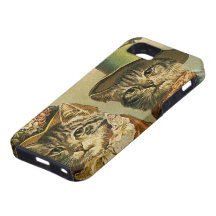 Chats victoriens vintages dans des chapeaux, humou coque iPhone 5 Case-Mate