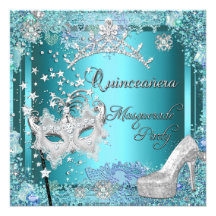 Chaussure bleue de diadème de 15ème partie de Quin Invitations Personnalisées