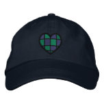 Checkered Heart Embroidered Hat