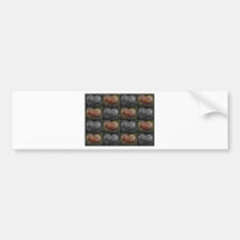 Checkered Heart Image in Peach and Grey Bumper Stickers