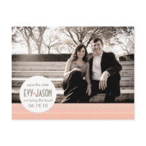 Checkers + Dots- Custom Save the Date - Coral