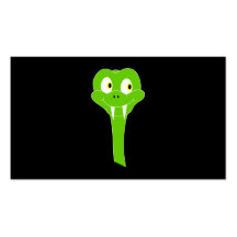 Cheeky Green Snake Cartoon on Black Business Card Template
