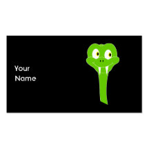Cheeky Green Snake Cartoon on Black Business Card