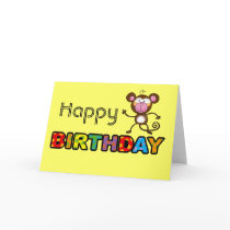 Cheeky monkey happy birthday greeting card