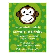 Cheeky Monkey Invitation [lime] Postcards