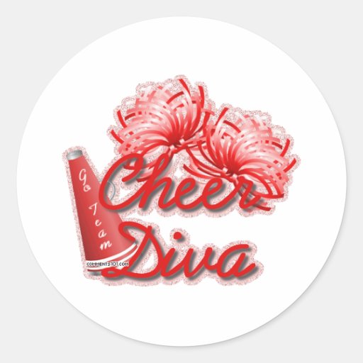 cheer diva gear round sticker