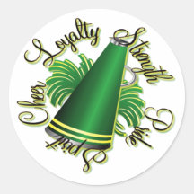 Cheer Green and Yellow Qualities Round Sticker