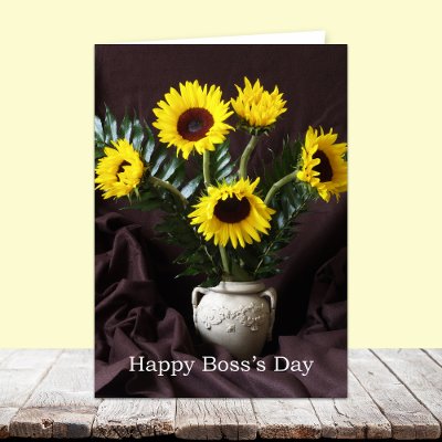 Cheerful Boss Day Greeting -- Sunflowers Card by KathyHenis