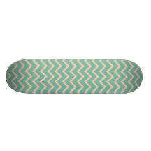 Cheerful Mint Green Zig Zag Pattern Skateboards