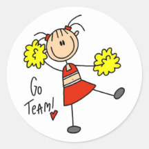 Cheering Go Team Tshirts and Gifts Round Stickers