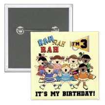 Cheerleader 3rd Birthday T-shirts and Gifts Pins