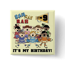 Cheerleader 9th Birthday Tshirts and Gifts Pinback Button