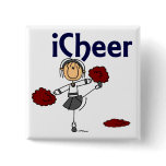 Cheerleader I Cheer Stick Figure Pinback Buttons