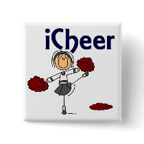Cheerleader I Cheer Stick Figure Pinback Buttons