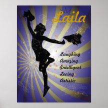 Cheerleading Girls ANy Name Art Print Poster