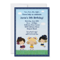Cheerleading Girls Birthday Party Invitation