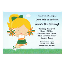 Cheerleading Girls Birthday Party Invitation