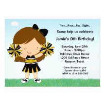 Cheerleading Girls Birthday Party Invitation