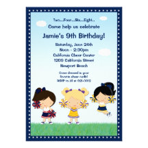 Cheerleading Girls Birthday Party Invitation