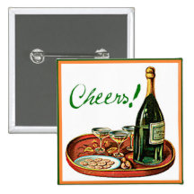 CHEERS! CHAMPAGNE VINTAGE PRINT PINS