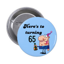 Cheers to 65 Birthday Tshirts and Gifts Buttons