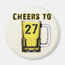 Cheers to Twenty Seven. Birthday Refrigerator Magnets