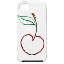 Cheery Cherry Outline on White iPhone 5 Cases