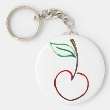 Cheery Cherry Outline on White Key Chain