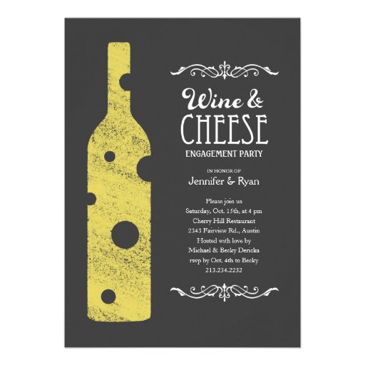Cheese and Wine Invitation - Alternate wording 5" X 7" Invitation Card