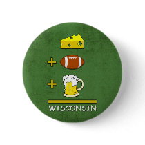 Cheese Football Beer Wisconsin Buttons