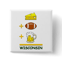 Cheese Football Beer Wisconsin Button
