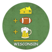 Cheese Football Beer Wisconsin Round Stickers