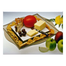 Cheese on a platter  flowers personalized announcement
